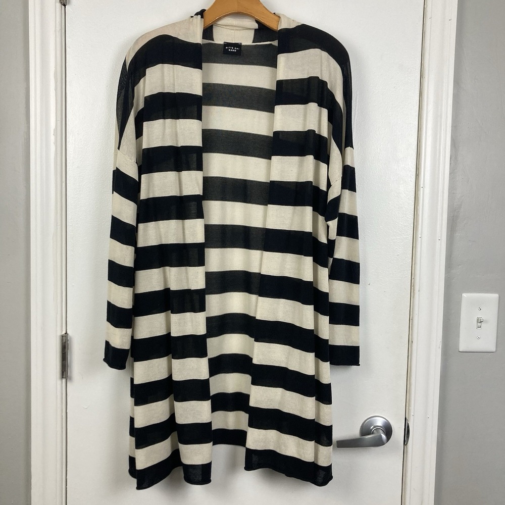 Bitte Kai Rand Striped Black and Cream Cardigan Duster Black Cream Size 2 US M/L